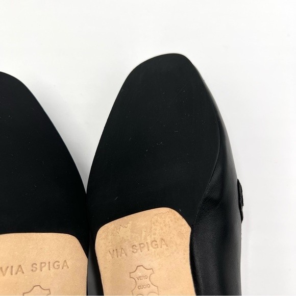 VIA SPIGA Womens Size 34 4 Tigen Black Leather Classic Minimalist Loafers Flats - Picture 12 of 15